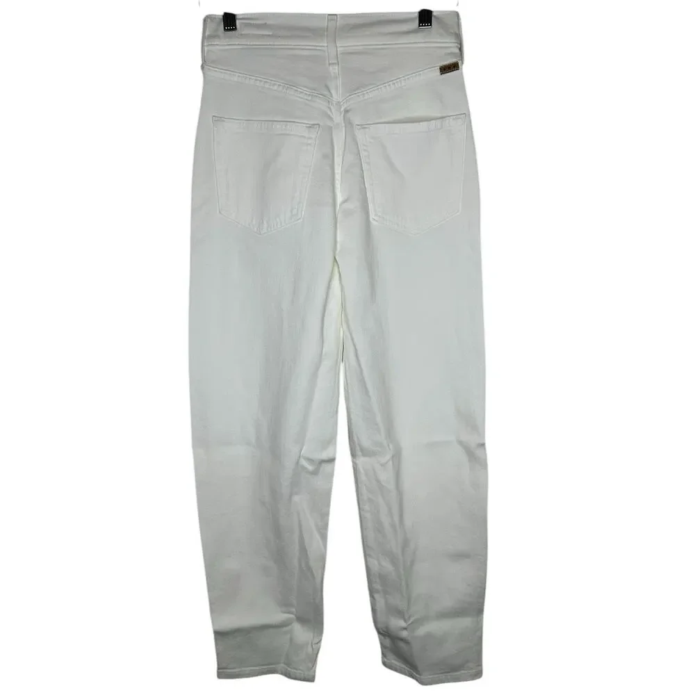 NWOT AYR Womens‎ The Beat Jeans 23 Barrel Leg Pockets Crop Tapered White - Picture 8 of 12